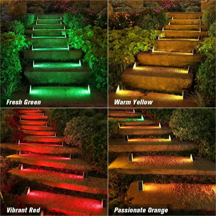 Volisun Güneş Enerjili Merdiven Lambası 6 Adet, Su Geçirmez IP67 - Çok Renkli