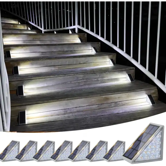 Volisun Güneş Enerjili Merdiven Lambası 8 Adet, Su Geçirmez IP67 - Soğuk Beyaz