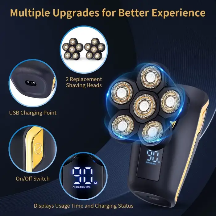 VOTMONI Erkekler için 6D Elektrikli Döner Kafa Tıraş Makineleri
