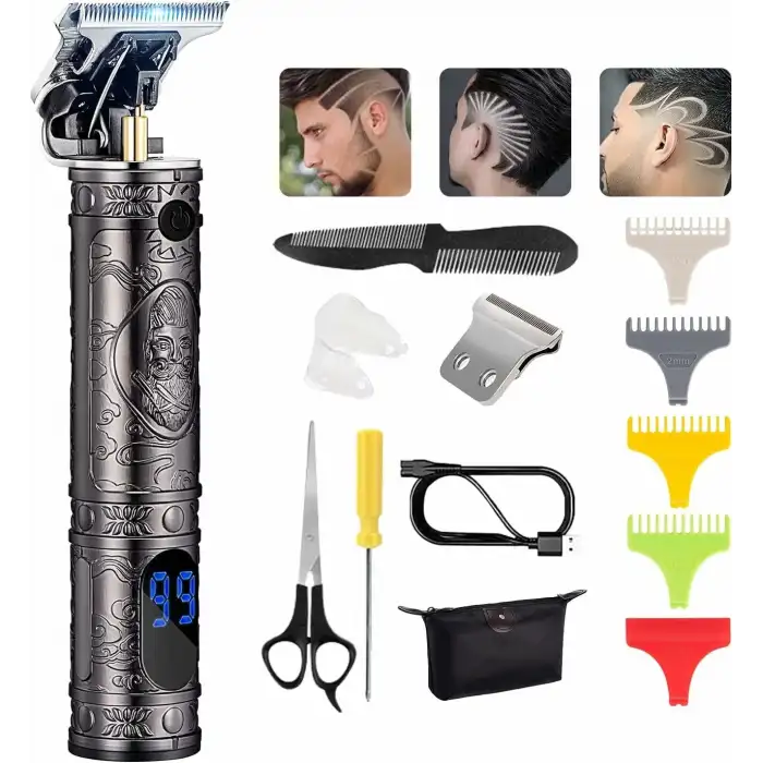 VOTMONI Erkekler için Profesyonel T Bıçaklı Saç Kesme Makineleri - Siyah