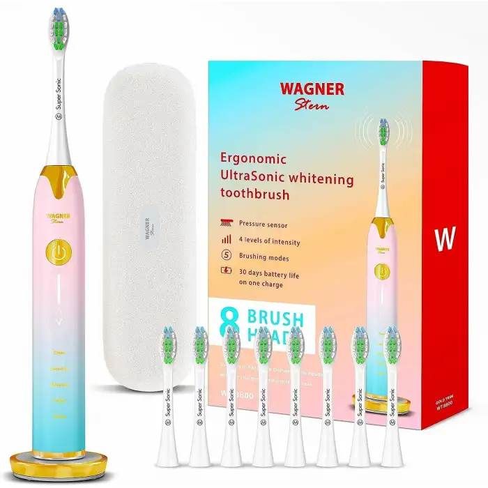 Wagner Stern Basınç Sensörlü Ultrasonik Beyazlatıcı Diş Fırçası - Mavi-Pembe
