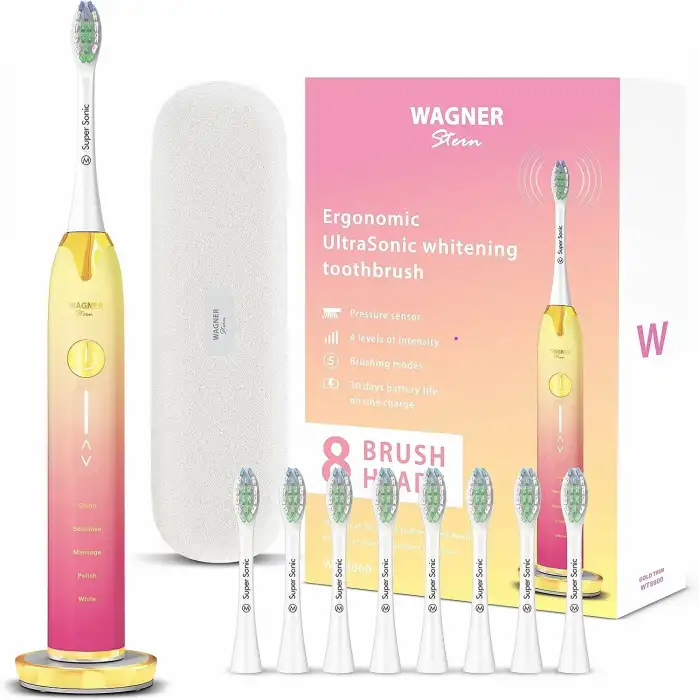 Wagner Stern Basınç Sensörlü Ultrasonik Beyazlatıcı Diş Fırçası - Pembe-Sarı