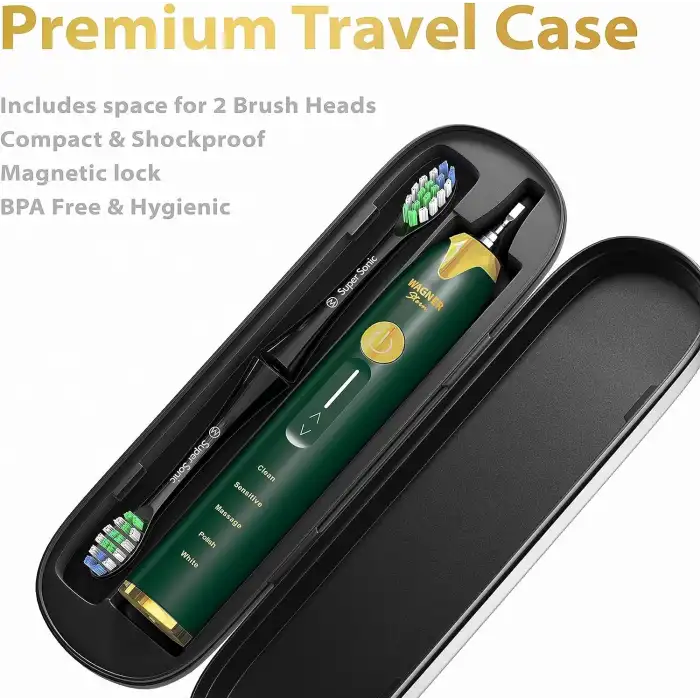 Wagner Stern Basınç Sensörlü Ultrasonik Beyazlatıcı Diş Fırçası - Yeşil-Altın