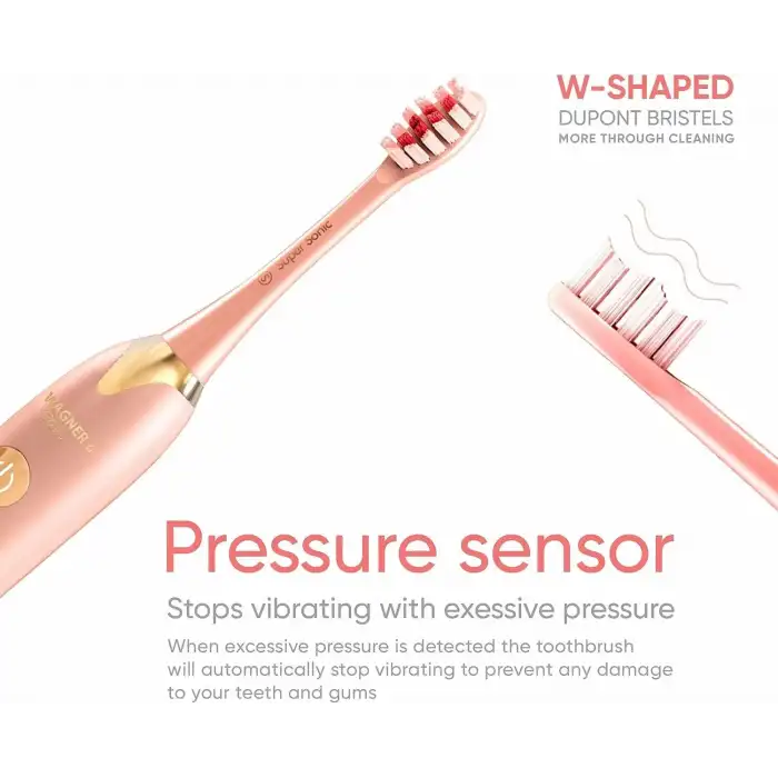 Wagner Stern Düet Serisi. 2 Basınç Sensörlü Elektrikli Diş Fırçası - Pembe-Mavi