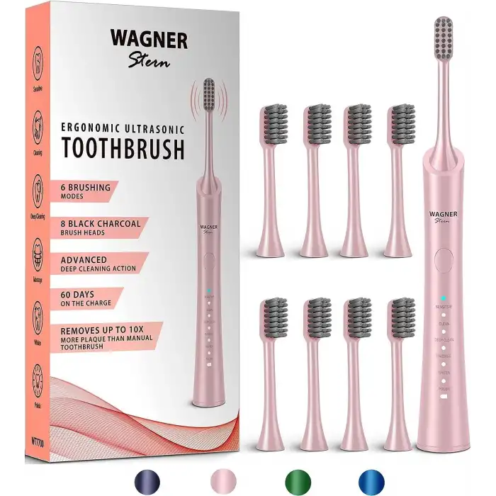 Wagner Stern Ultrasonik Beyazlatma 8 Fırça Başlıklı Diş Fırçası - Pembe