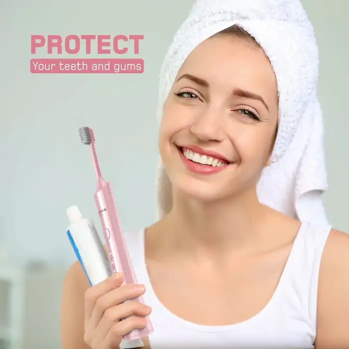 Wagner Stern Ultrasonik Beyazlatma 8 Fırça Başlıklı Diş Fırçası - Pembe