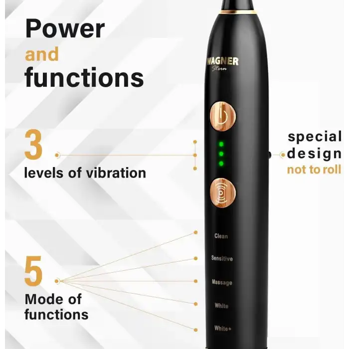 Wagner Stern WHITEN+ Sürümü. Akıllı Elektrikli Diş Fırçası - Siyah