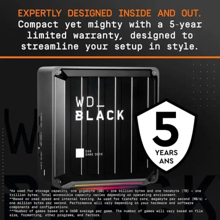 WD_BLACK D50 Game Dock, Thunderbolt 3 Bağlantılı RGB