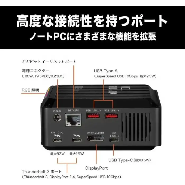 WD_BLACK D50 Game Dock, Thunderbolt 3 Bağlantılı RGB