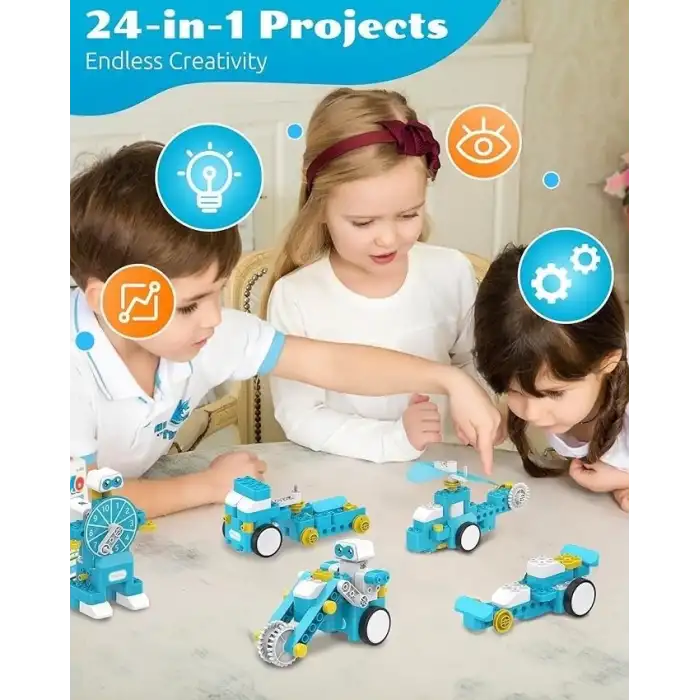 WhalesBot B3 Pro Kodlama Robotu 4+ Yaş Çocuklar İçin 24ü 1 Arada Robotik Kit