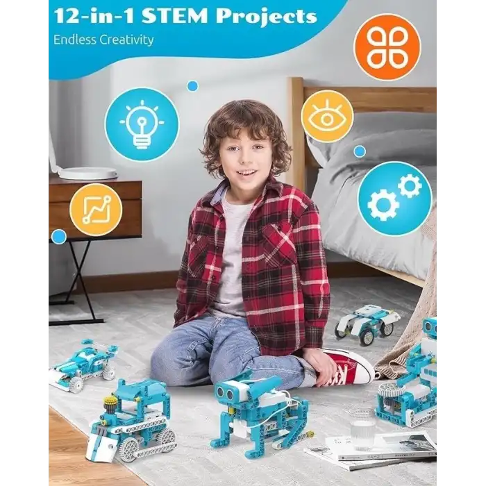 WhalesBot D3 Pro Kodlama Robotu  6+ Yaş Çocuklar İçin 12si 1 Arada Robotik Kit