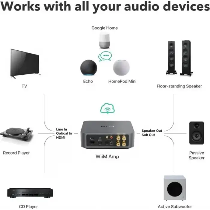 WiiM Amp: Çok Odalı Yayın Amplifikatörü - Chromecast