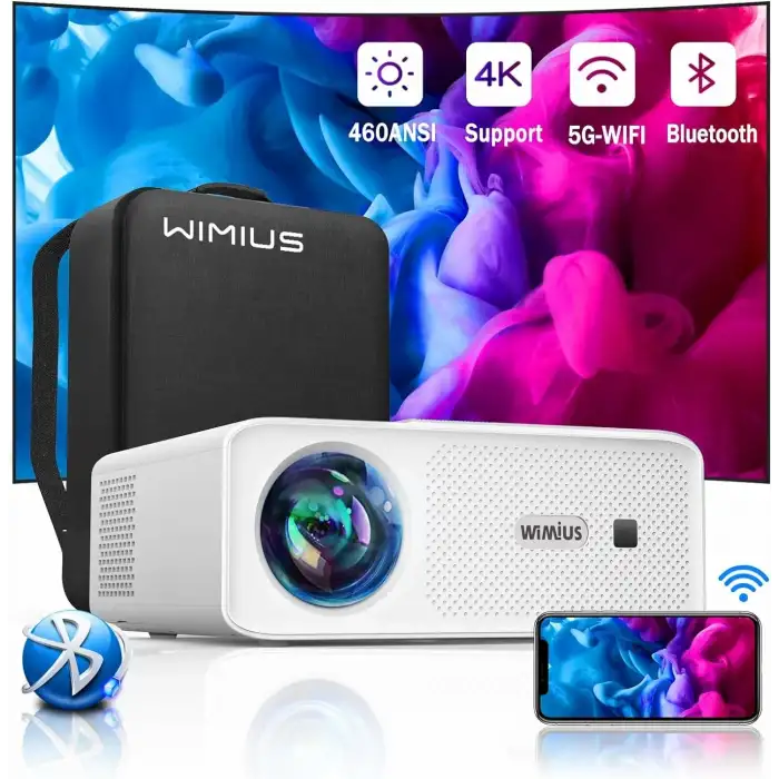 WiMiUS W7 Yerel 1080P Projektör 4K Destekli - 5G WiFi Bluetooth