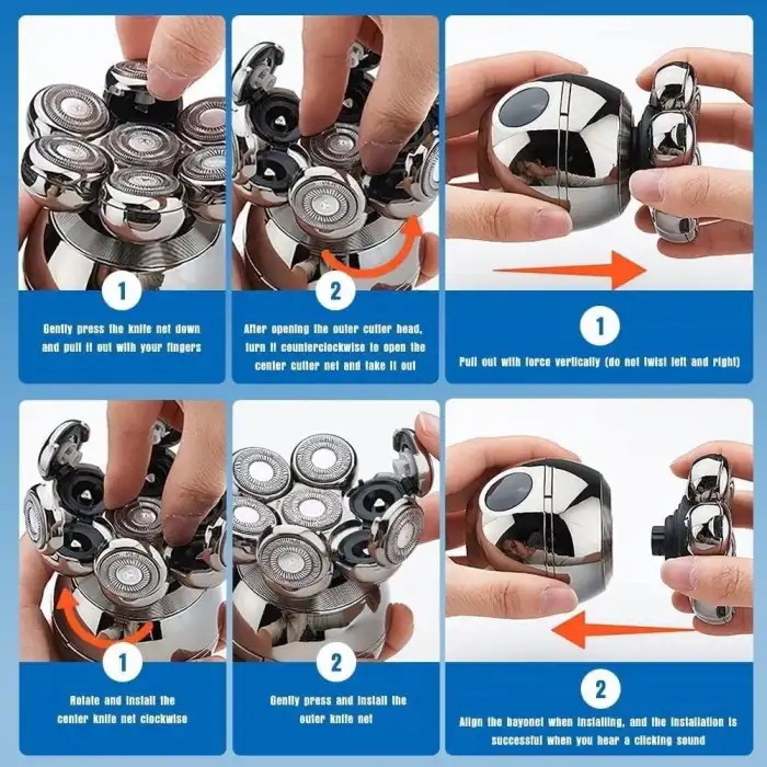 Wjiang 7D Kel Erkekler İçin - 6sı 1 Arada Elektrikli Baş Tıraş Makinesi