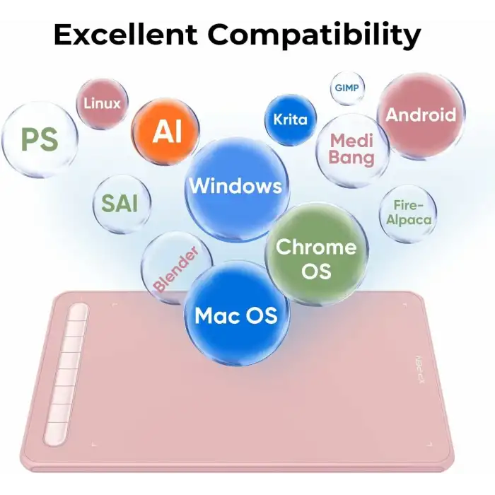 XP-Pen Deco MW Bluetooth Kablosuz Grafik Çizim Tableti 8x5 - Pembe