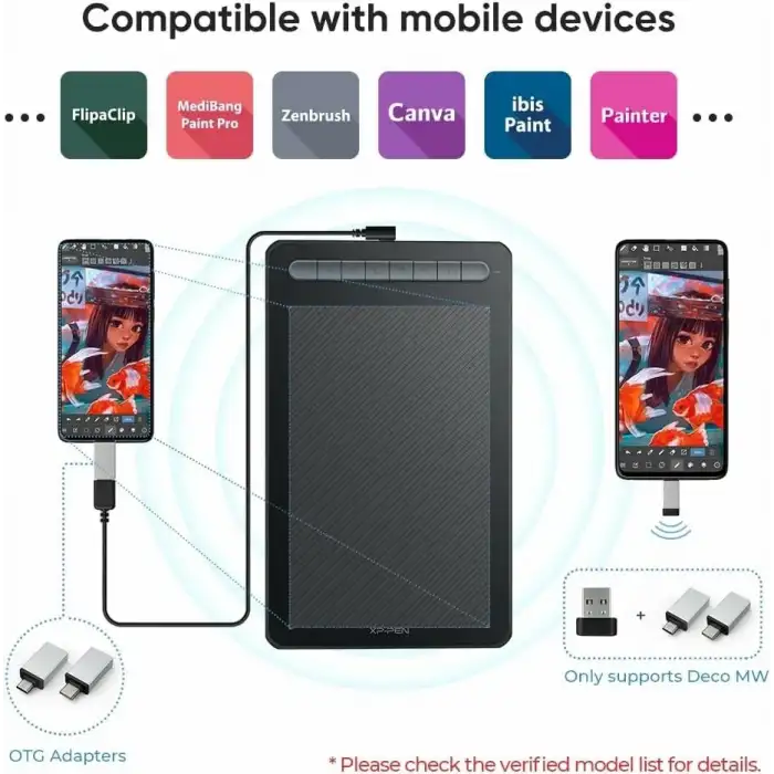 XP-Pen Deco MW Bluetooth Kablosuz Grafik Çizim Tableti 8x5 - Siyah