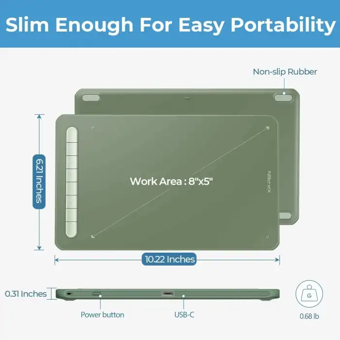 XP-Pen Deco MW Bluetooth Kablosuz Grafik Çizim Tableti 8x5 - Yeşil