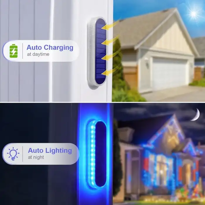 YiLaie Güneş Enerjili Dış Mekan Işıkları Otomatik Açma/Kapama 4 Adet - Mavi