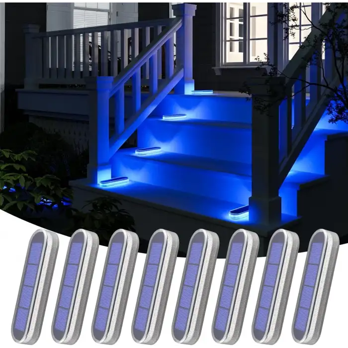 YiLaie Güneş Enerjili Dış Mekan Işıkları Otomatik Açma/Kapama 8 Adet - Mavi