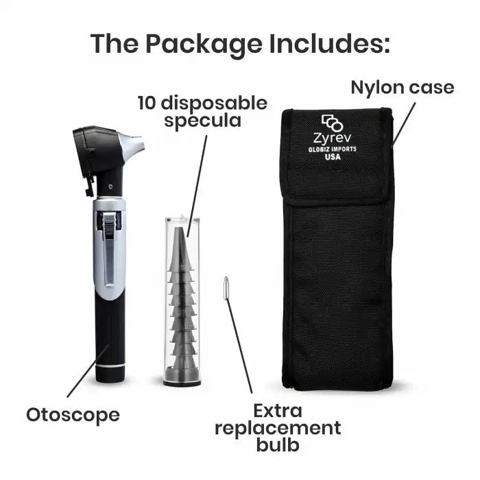 Zyrev ZetaLife Otoskop - Işıklı  Kulak Enfeksiyonu Dedektörü - Siyah