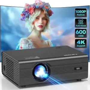 Agreago WiFi 6 ve Bluetooth 5.2, 400 ANSI Yerel 1080P 4K Destekli Projektör - Siyah