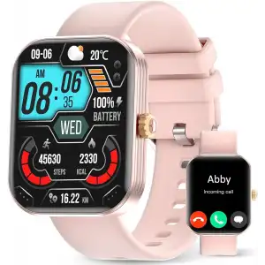 AMAZTIM Akıllı Saat, 2 HD Ultra Büyük Ekran, Kadınlar İçin - Pembe