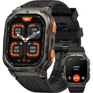 AMAZTIM Akıllı Saat, 60 Gün Pil Ömrü, Paslanmaz Çelik Gövde - Siyah