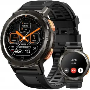 AMAZTIM Akıllı Saat, 60 Gün Pil Ömrü, Su Geçirmez, Erkekler İçin - Siyah