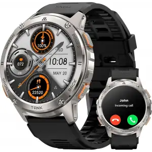 AMAZTIM Akıllı Saat, 60 Gün Pil Ömrü, Yüzme Dalış, Tam Metal - Gümüş