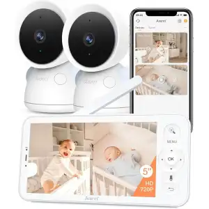 ARENTI Bebek Monitörü, 2K/3MP WiFi Kamera ve Ses 5 Inc Monitör - 2 Kamera
