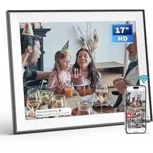 Arktronic 17 Inc HD Ekstra Büyük Dijital Resim Çerçevesi 64 GB 1280x960HD, Siyah