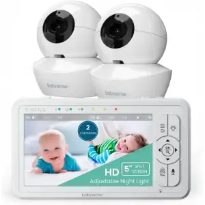 Babysense 5 Inc HD Bölünmüş Ekranlı Bebek Monitörü, 2 Kamera ve Ses Özellikli