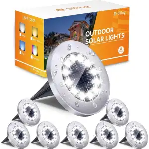 Biling Güneş Enerjili Yol Işıkları 12 LED Su Geçirmez - Beyaz - 8 Adet