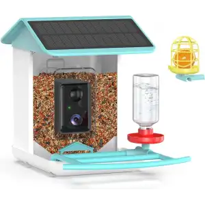 BROAIMX Güneş Enerjili Kameralı Kuş Yemliği Ücretsiz Yapay Zeka - Mavi