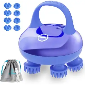 COMFIER 8 Pençeli Su Geçirmez Kablosuz Baş Masajı - Mavi