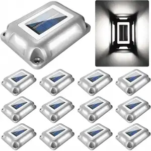 Crepow Güneş Enerjili Güverte Işıkları, Garaj Yolu İskele Işıkları 12 Adet - Beyaz