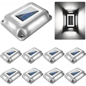 Crepow Güneş Enerjili Güverte Işıkları, Garaj Yolu İskele Işıkları 8 Adet - Beyaz