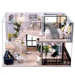 CUTEBEE DIY Ahşap Dollhouse ve Minyatür Mobilya