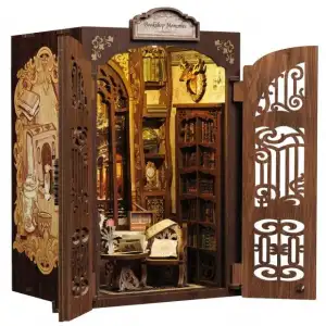 CUTEBEE DIY Ahşap Minyatür Ev Seti Kitaplık