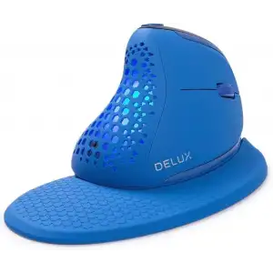 DeLUX Seeker Kablosuz Ergonomik Dikey Mouse, OLED Ekran - M618SXD-Mavi