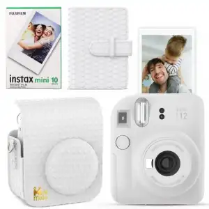 Fujifilm Instax Mini 12 Anlık Fotoğraf Makinesi/Minimate Özel Kılıf/10 Sayfa - Beyaz