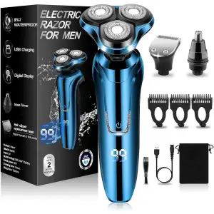 Handsomeface Elektrikli Tıraş Makinesi Döner Su Geçirmez - Açık Mavi