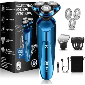 Handsomeface Elektrikli Tıraş Makinesi Döner Su Geçirmez - Koyu Mavi