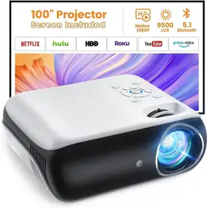 HAPPRUN 1080P 9500L Taşınabilir Dış Mekan Bluetooth Film Projektörü -100 Inc