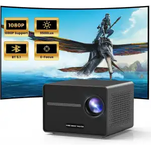 Happrun Mini Projektör, 1080P Destekli Taşınabilir Bluetooth Projektör Hoparlörlü