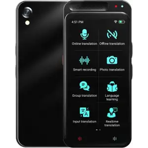 HASLED Taşınabilir Tercüman Cihazı, 138 Dil ve 4.1 Inc Dokunmatik Ekran - Siyah