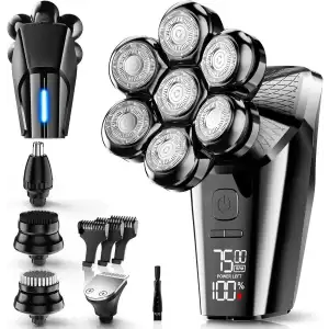 Hexus 7D Çıkarılabilir Baş Tıraş Makinesi Kuru/Islak - Erkekler İçin - Siyah