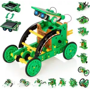 Kidwill Çocuklar İçin Güneş Enerjili Robot Seti, 14ü 1 Arada Eğitici - Yeşil