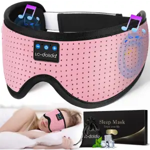LC-dolida 3D Uyku Maskesi - Bluetooth Kablosuz Müzik - Klasik Pembe