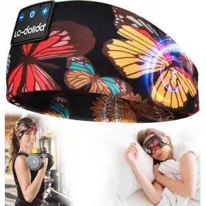 LC-dolida Uyku Maskesi - Kablosuz Kulaklıklar - Bluetooth 5.2 - Sanatsal Kelebek